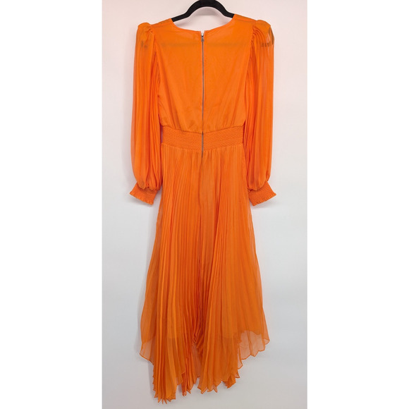 NWOT Alice + Olivia Sion Pleated Midi Dress Size 2 Tangerine Orange #2J459 - Picture 8 of 10